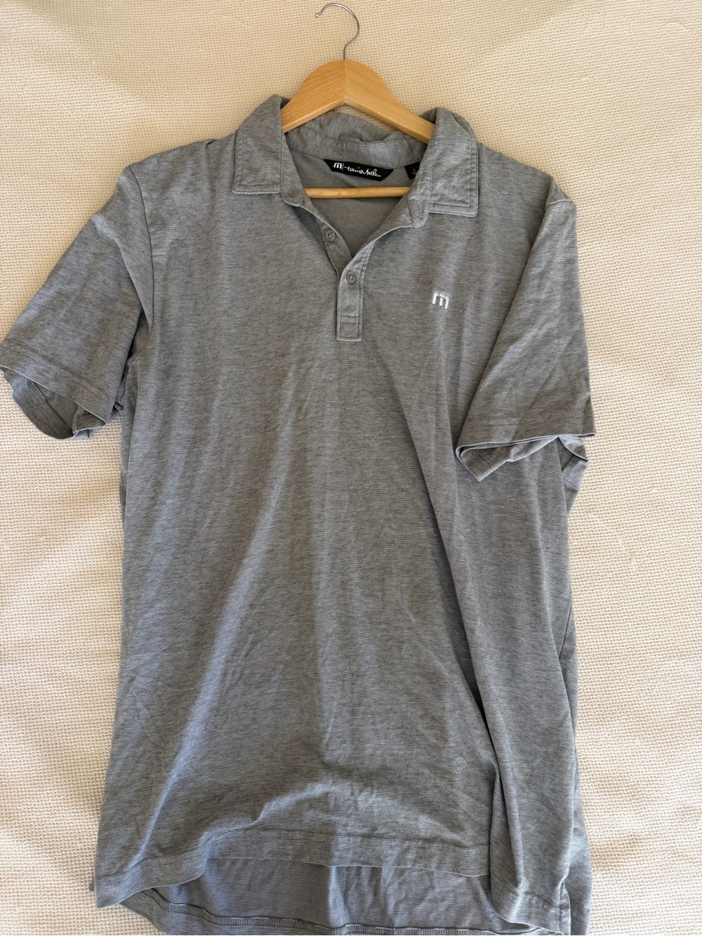 Travis Mathew Men’s Gray Polo Shirt by (Subtle Logo)